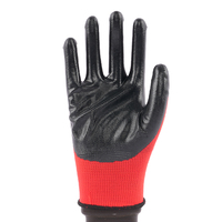 Gants de jardin de travail de construction enduits de paume en nitrile lisse rouge noir de calibre 13 de haute qualité