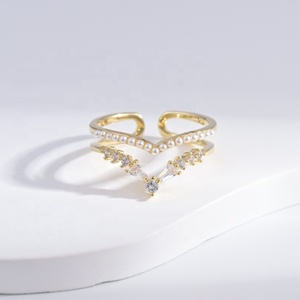 Bague en argent sterling 925 avec zirconium, ajustable, en or 18 carats, style marquise, pour mariage, pour filles, de luxe, épaisse et délicate - Product Image 5