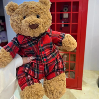   Boneka Beruang Barcelona Edisi Terbatas Natal, Pakaian Kotak-kotak, Super Lembut, Isi Kapas PP, Hadiah Ulang Tahun, Unisex