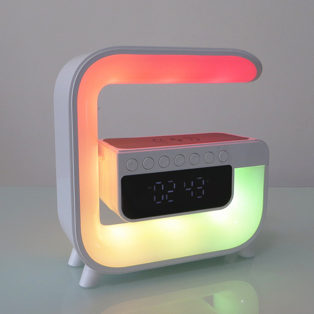 G Shape RGB 256 Lighting Modes Night Light Phone Cordless Charge Alarm Clock Music Multi-function Smart Light Little G3