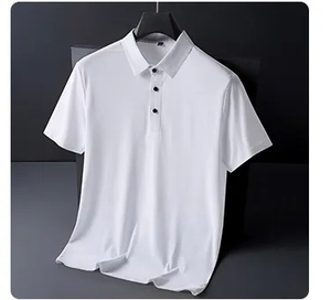 Polo à manches courtes de couleur unie respirant pour les loisirs coupe ajustée de bonne qualité pour hommes - Product Image 5