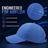 Casquette de course respirante à séchage rapide avec logo brodé réfléchissant personnalisé en polyester perforé au laser, ajustable, vente en gros, chapeau de sport