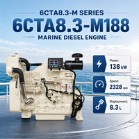 Moteur diesel marin à 6 cylindres refroidi par eau CUMS 6CTA8.3-M188 188 ch 138 kW 2328 tr/min pour navires de transport de marchandises et bateaux de travail