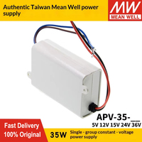 Fuente de Alimentación de Voltaje Constante MEAN WELL APV-35 de 35W, Económica, Carcasa de Plástico IP42, Entrada de 100-240V para Iluminación LED Interior