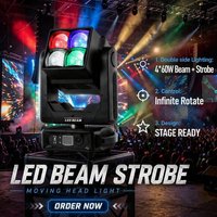 NOUVEAU Projecteur LED mobile RGBW 4*60W double face à rotation infinie, faisceau de lavage PULSAR pour discothèque, DJ, fête, club, bar, événement, mariage