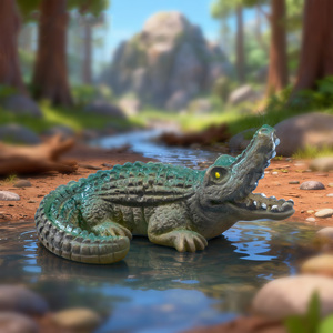 Statuette de crocodile miniature en résine, figurines d'animaux pour la décoration de pelouse, jardin et bonsaï, accessoires en sachet surprise - Product Image 4