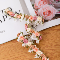 Gaun pernikahan 2.5cm pita Trim renda bordir bunga jahit manik-manik multiwarna 3D bunga mawar bordir pita Trim renda