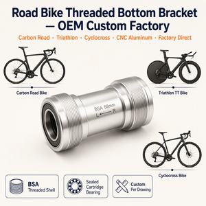 Soporte Inferior de <span class=keywords><strong>Bicicleta</strong></span> OEM, Rodamiento de Cartucho Sellado Roscado Personalizado, Piezas de Aluminio CNC para <span class=keywords><strong>Bicicleta</strong></span> de Carretera, de Fábrica - Product Image 4