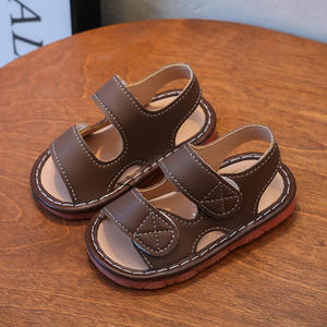 Sandales d'été pour bébé à scratchs, couleurs unies, pour filles et garçons, chaussures décontractées à couinements - Product Image 5