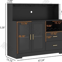 Meuble Bar Moderne à Panneaux avec Double Porte, Tiroirs de Rangement, Porte-Bouteilles et Étagère à Verres - Meuble de Rangement Polyvalent pour Cuisine/Café