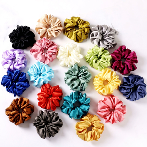 Coleteros de tela de seda extragrandes de moda para mujer, estilo coreano floral europeo-americano, 10 cm, para coleta - Product Image 1