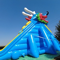 Toboggan aquatique gonflable géant en PVC avec tête de dragon chinois, 10 x 40 m, pour parc aquatique extérieur commercial