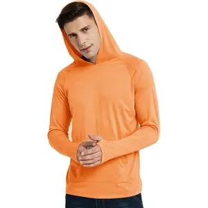 Custom Design Men's Hooded Sun Protection Lightweight T Shirts Long Sleeve Athletic Fishing Shirts Made In China