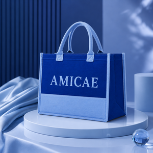 Borsa Tote in Tela alla Moda Ispirata al Design della Confraternita Zeta Amicae, Bicolore Blu Reale e Azzurro, Stile Greco ZA 1948, per Uso Quotidiano e Shopping - Product Image 3