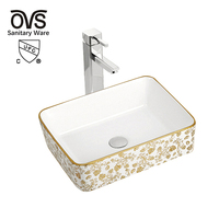 Lavabos de salle de bain modernes blancs de haute qualité OVS CUPC Amérique du Nord avec des motifs artistiques faits à la main