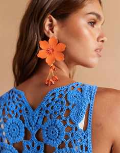 <span class=keywords><strong>Vestido</strong></span> <span class=keywords><strong>Azul</strong></span> de Ganchillo <span class=keywords><strong>para</strong></span> Mujer Estilo Bohemio Playero con Calado sin Mangas Ropa de Crochet Hueca <span class=keywords><strong>para</strong></span> la <span class=keywords><strong>Playa</strong></span> - Product Image 4