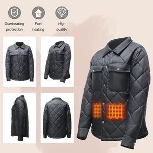 Men's Casual Style Milwaukee USB Motorcycle Heated Jacket With Battery Pack Winter Long Reactive Zipper Closure Stand Collar