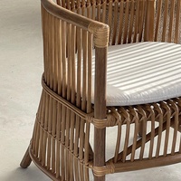 Fauteuil de détente de style Wabi Sabi pour salon, 4 chaises, fauteuil en rotin avec dossier, canapé avec coussin en éponge