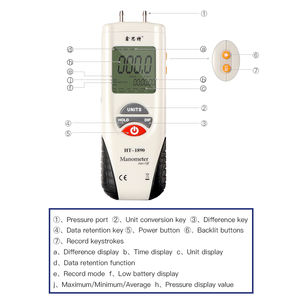 Manometer Drukmeter 11 Selecteerbare Eenheden Differentiële Drukmeter Dual-Port Drukmeter Digitaal Manometer Data <span class=keywords><strong>Record</strong></span> - Product Image 6