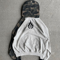 Sweat à capuche personnalisé avec fermeture éclair, 100% coton, impression DTG, broderie 3D, coupe ample, camouflage, pour hommes
