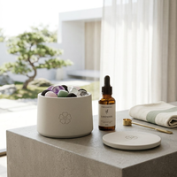 Diffuseur en pierre de lave cristalline avec couvercle en céramique, ensemble de pots diffuseurs d'huiles essentielles en vrac pour la décoration intérieure