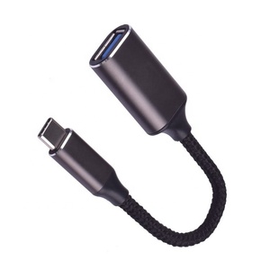 กระป๋องทองแดงสีดำ Braided 0.2M 30AWG ประเภท C ชายไปยัง <span class=keywords><strong>Usb</strong></span> หญิง OTG <span class=keywords><strong>สาย</strong></span>สำหรับโทรศัพท์มือถือ - Product Image 6