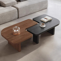 Table basse rotative en MDF de style Mid-Century Modern, design modulaire irrégulier créatif, finition noyer, pour petits appartements
