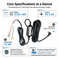 Kit d'adaptateur d'alimentation filaire pour voiture HZC, neuf, DC 5V 2.5A avec protection OTP pour caméras de tableau de bord et détecteurs de radar GPS - Guangdong Mini USB