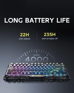 Clavier mécanique de jeu sans fil GravaStar Mercury K1 Lite 75% Tri-mode Gasket RGB avec touches transparentes en PC et échangeables à chaud - Product Image 4