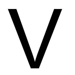 Marco de matrícula adhesivo negro de 20cm con letra V - Product Image 1