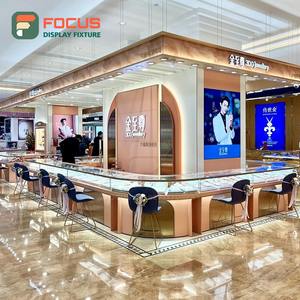 Vitrine de comptoir à bijoux en bois haut de gamme, design moderne de magasin de bijoux de luxe avec éclairage LED - Product Image 5