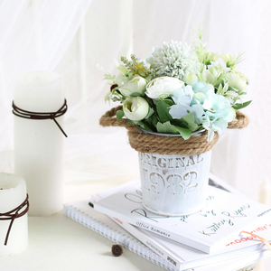 Wedding Retro Distressed <b>Hydrangea</b> Bud Iron Potted Flower Bonsai Set Premium Ice Cream Color - Product Image 2