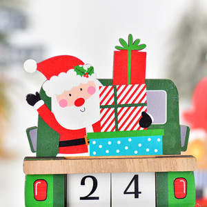 Adorno navideño de madera para calendario DIY, modelo de coche verde y rojo, regalo decorativo de varias piezas para niños - Product Image 3