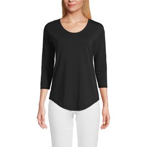 FOXA Camiseta informal de manga 3/4 para mujer, jersey ligero con cuello en U, tela suave - Product Image 1