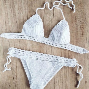 ชุดบิกินี่โครเชต์ทำมือ 2 ชิ้น ผ้าไนลอนตาข่ายแบบ OEM สั่งทำได้ ชุดว่ายน้ำเซ็กซี่สำหรับผู้หญิง ประดับด้วยคริสตัล ชุดบิกินี่โครเชต์ทำมือ - Product Image 1