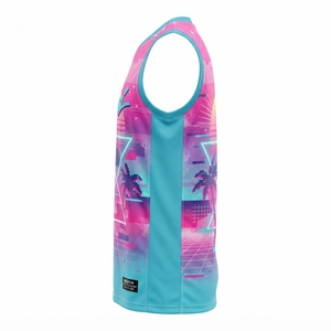 Top-Trend Hochwertiges Maßgefertigtes Digital-Druck Basketball-Trikot-Set für Herren Ärmellos mit Baum-Print Atmungsaktiv mit Elastischem Bund Uniform - Product Image 2