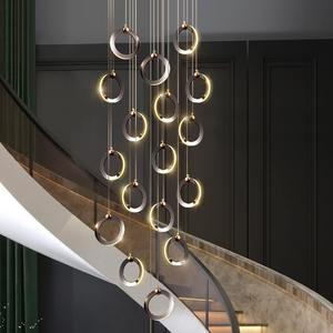 Moderne Luxus-LED-Pendelleuchte Neues Design Modischer Kronleuchter Einfache Installation Langlebig Exquisit Lange Form für Treppenhaus - Product Image 2