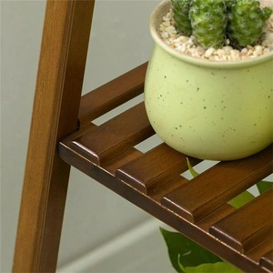 Portable three-tier <b>modern</b> bamboo corner plant <b>shelf</b> with flower stand for living room wholesale - Product Image 5