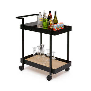 รถเข็น<span class=keywords><strong>2</strong></span>ชั้นสำหรับใช้ในร้านอาหารรถเข็นสำหรับเสิร์ฟไวน์และเครื่องดื่มไวน์รถเข็นทำจากโลหะทำจากไม้ - Product Image 1
