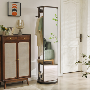 Armadio Portagioielli Girevole con Specchio a Figura Intera, Ganci e Ripiani per la Camera da Letto - Product Image 2