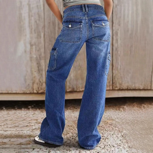 Fornitura all'Ingrosso di Jeans Classici a Gamba Dritta per Donna per il Mercato Internazionale, <span class=keywords><strong>Pantaloni</strong></span> Lunghi alla Moda con Grandi Tasche - Product Image 2