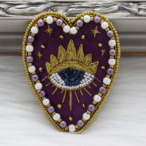 ハンドメイドインドシルクハート型の目の装飾生地パッチハイエンドの縫い付けビーズアクセサリー服バッグ帽子DIY - Product Image 4