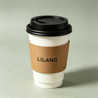 Kraft Paper Coffee Cups Disposable with Lids Custom Printed Logo Eco-Friendly Hot Drink Paper Cups for Coffee Shop