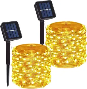 100 LED su geçirmez bahçe veranda açık noel ağacı bakır tel güneş LED perili dizi lamba