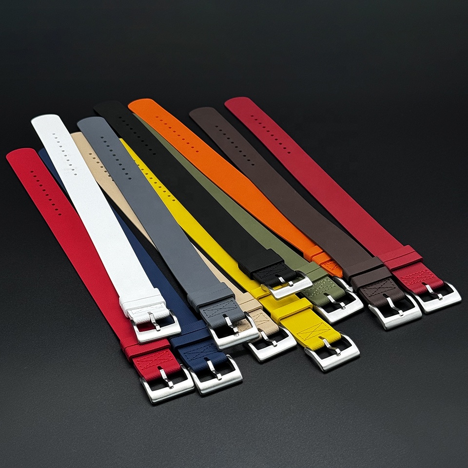 Custom Wholesale White Yellow Color One Piece Watch Bands 20/21/22mm Luxury Grey Single Pass FKM Rubber Watch Straps