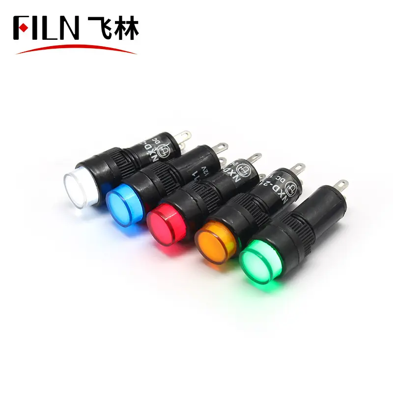 FILN Lampu Indikator Led Neon, Plastik Diameter 10Mm, Merah Kuning 12V 24V 110V 220V untuk Pemanas Air