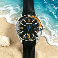 Montre mécanique automatique classique pour homme, cadran orange-noir, sportive, multifonctionnelle, plongée, entièrement automatique