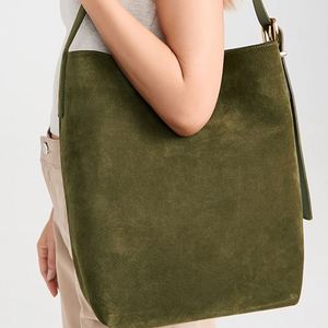 Bolso Tote Tipo Cubo Personalizado, Grande, de Gamuza, Color Sólido, para Mujer, de un Solo Hombro, Portátil, para Viajes, Compras, Primavera, Verano, Otoño - Product Image 5