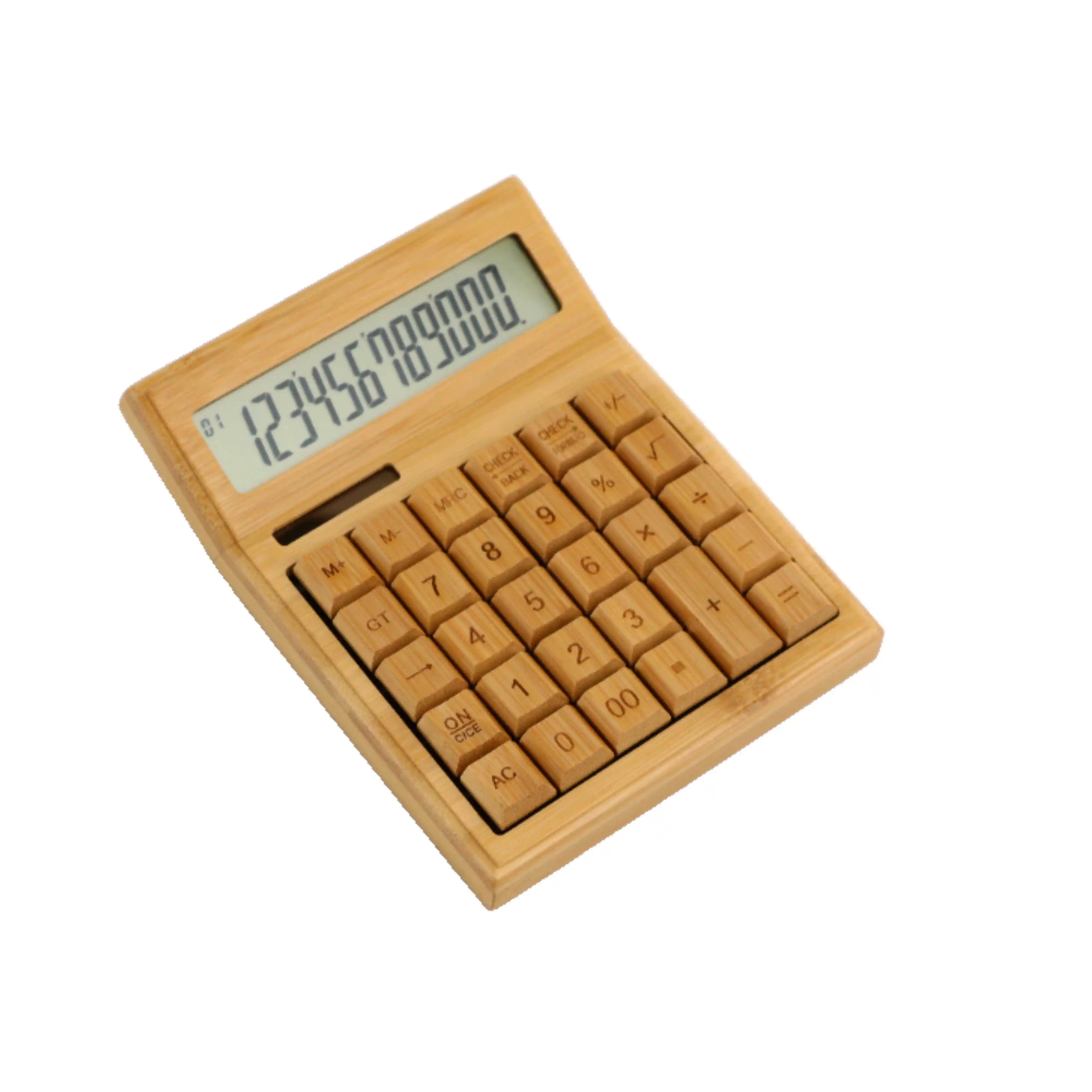 Personalizar pequeno desktop bonito madeira calculadora científica Solar Power bambu calculadoras eletrônicas com 12 dígitos