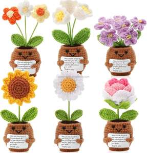 Mini tournesol décoratif en crochet, cadeau d'encouragement pour femmes, plante en crochet avec carte optimiste pour infirmière, professeur - Product Image 6